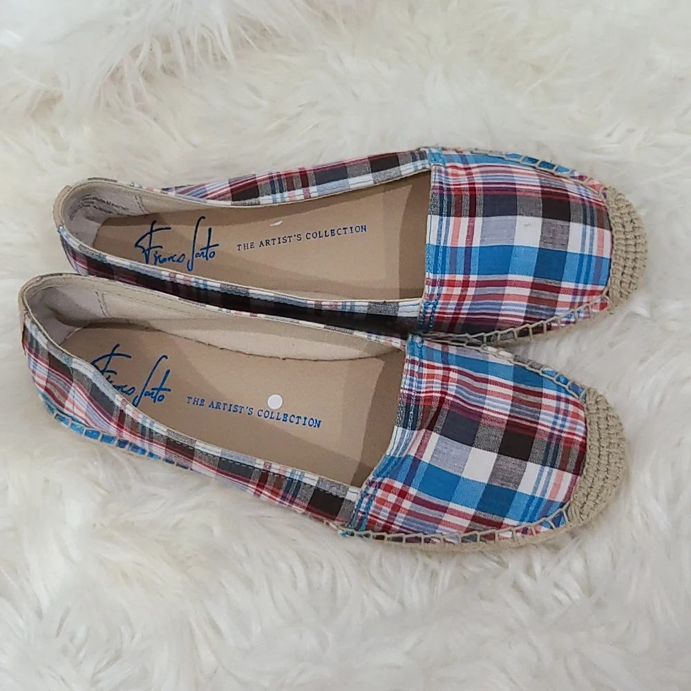 Franco Sarto Womens Espadrille Plaid Canvas Fabric Size ‎ 6.5 M